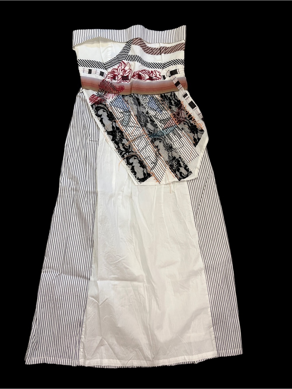 Save The Queen White Strapless Dress with Pinstripes & Colorful flora Sash NWOT